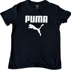 Puma T-shirt Black Big Chest Raised/Textured‎ Logo Crew Neck Size-Small Unisex